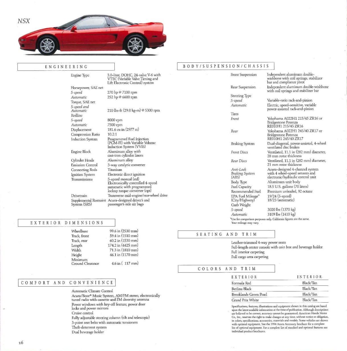 1994 Acura Brochure Page 1
